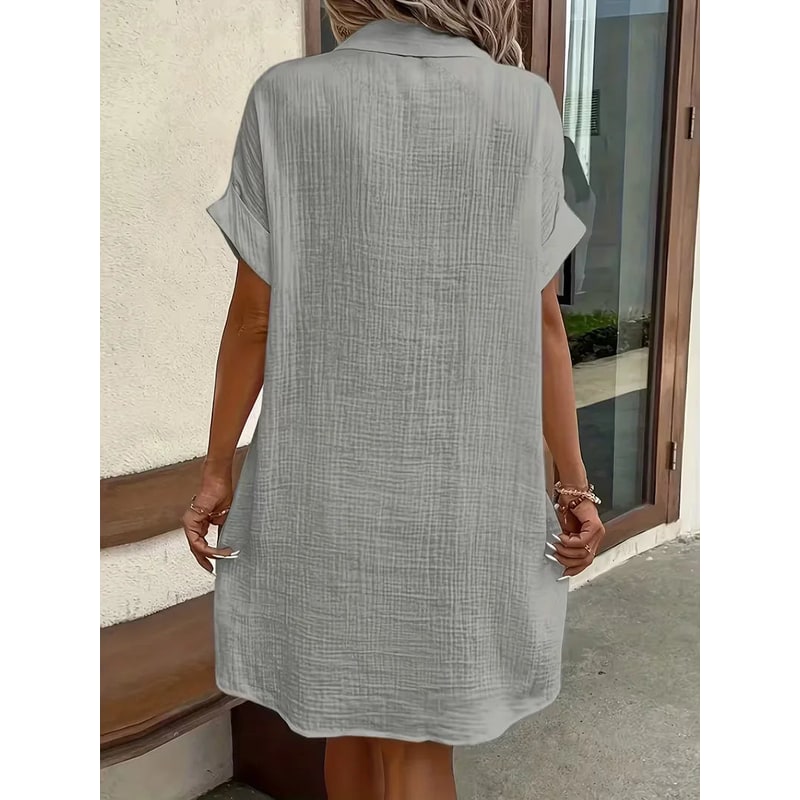 Abito Camicia Vestito Midi Bottoni E Tasche - Image 34