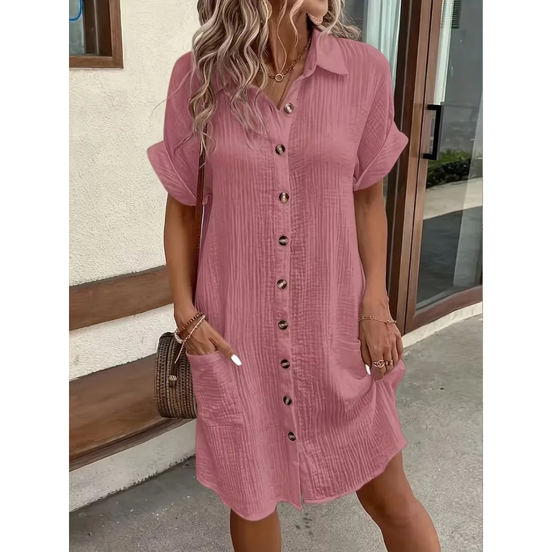 Abito Camicia Vestito Midi Bottoni E Tasche - Image 5
