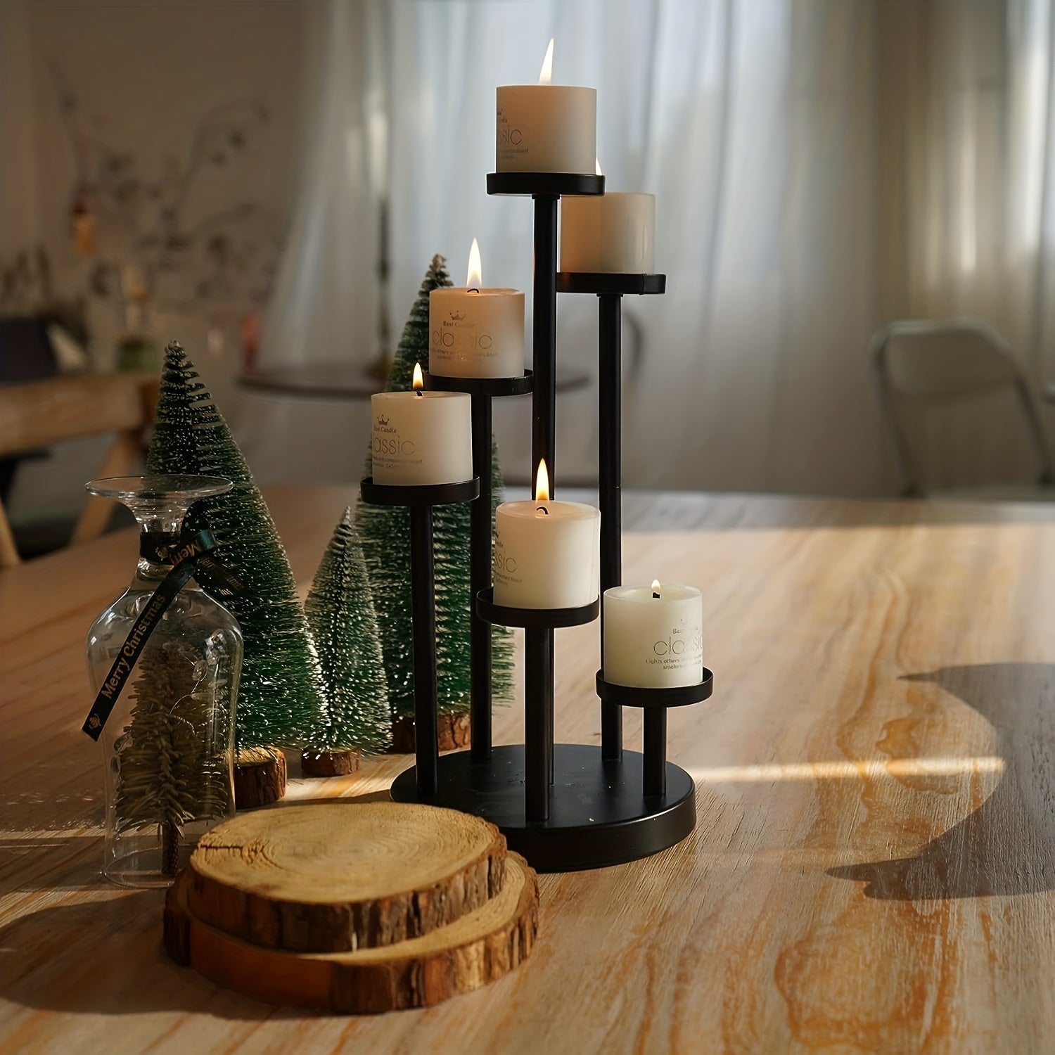 Castiçal Preto Elegante para Decoração de Mesa – Suporte para 5 Velas para Casamentos, Festas, Jantares