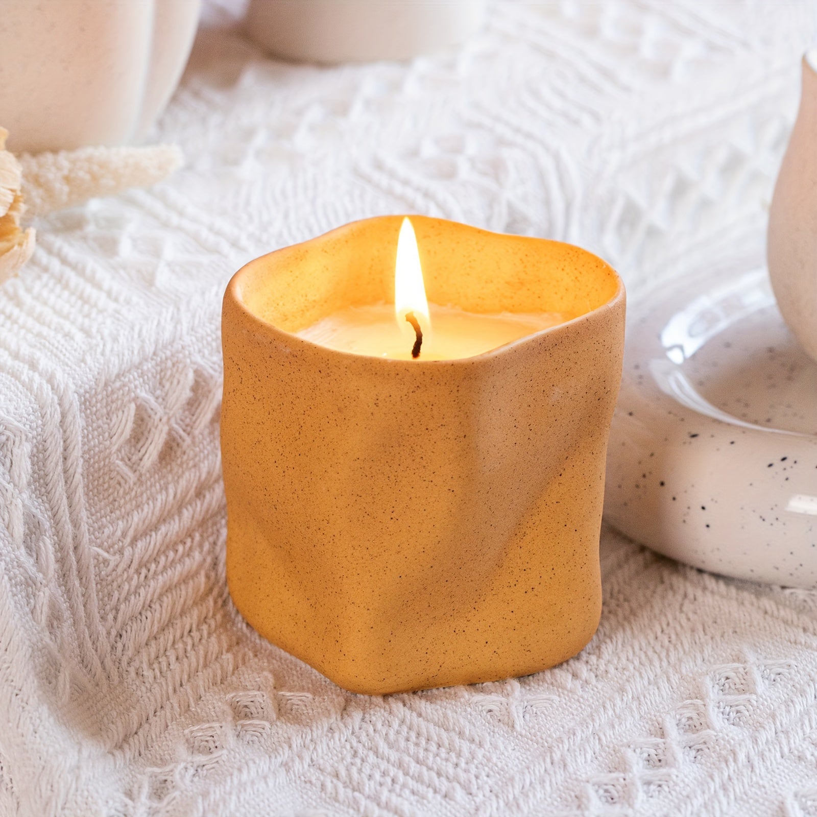 Castiçal Cerâmico Estilo Nórdico - Geometria Moderna e Minimalista, Perfeito para Decoração de Natal e Festas