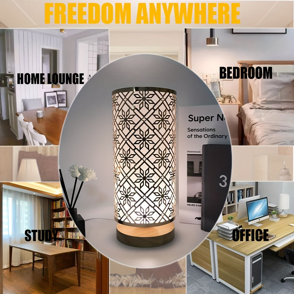 LumiPattern - Modern USB-Powered Table Lamp, Adjustable Brightness, Metal Frame and Plasticized Shade