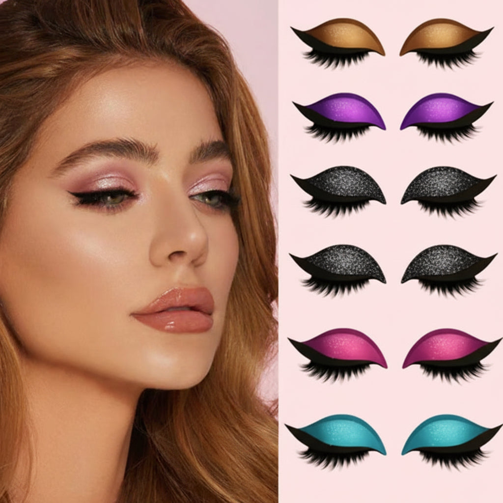 Pegatinas de maquillaje para ojos 3 en 1: sombra de ojos, delineador, pestañas postizas