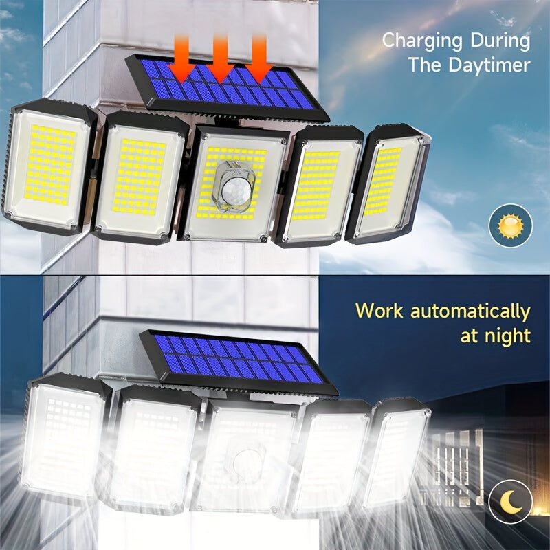 SolarGuard - Solar Energy 5 Heads 300 LED Outdoor Lamp with Motion Sensor