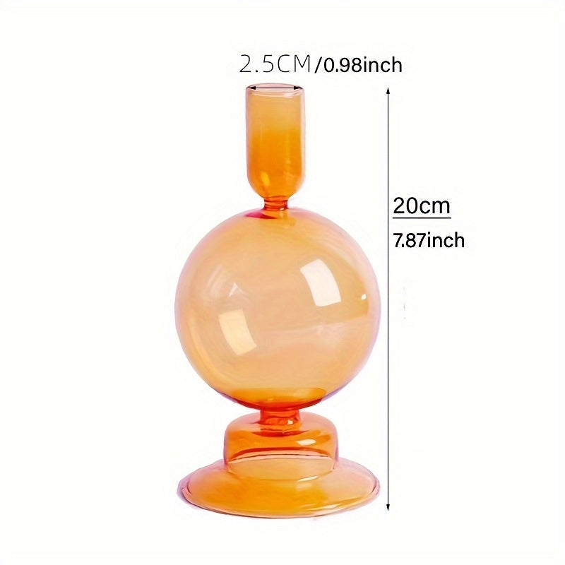 1pc Set di Candelieri in Vetro Creativi e Minimalisti - Vaso in Vetro Laccato per Decorazione da Tavolo per Soggiorno, Tavola da Pranzo e Cena Romantica