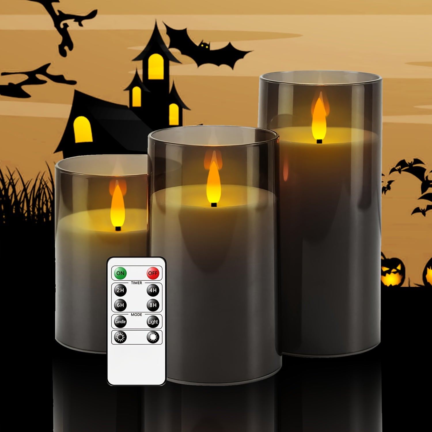 Vela LED sem Chama com Comando à Distância – Cinzento