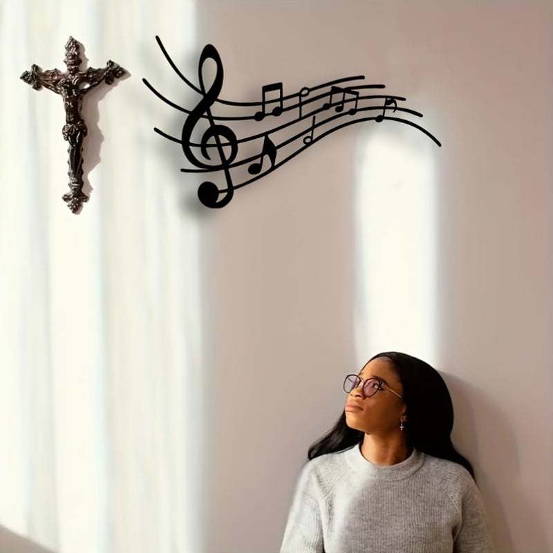 MusicArt - Zwarte Metalen Muzieknoot Muurkunst
