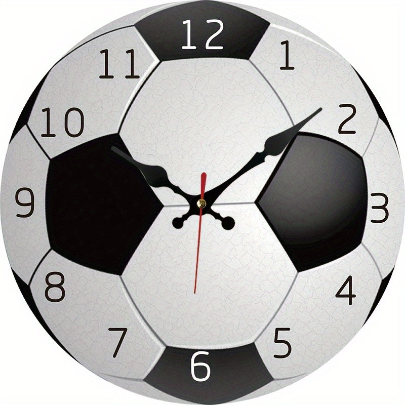 Orologio da Parete in Legno con Design Calcio - Orologio Silenzioso per Soggiorno e Camera da Letto