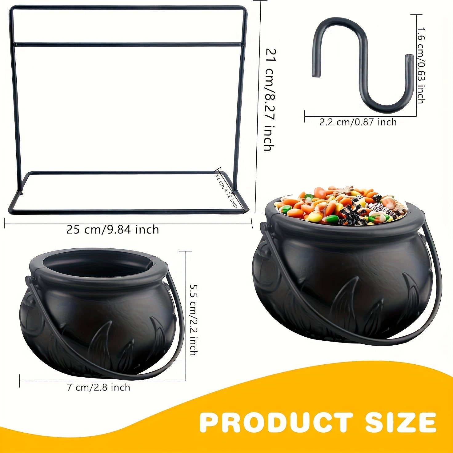 CauldronServe - Conjunto de Taças para Doces - 6 Peças Halloween Caldeirão de Bruxa Taças para Servir