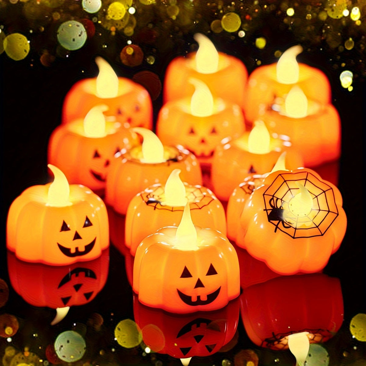 Velas de Abóbora de Halloween LED – 2 unidades, 9,14 cm Design de Lanterna de Jack, Com Pilhas