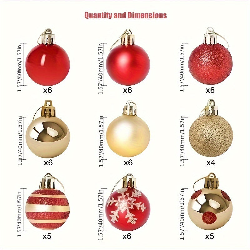 ClassicOrnaments - 50 pcs 4cm Electroplated Christmas Decoration