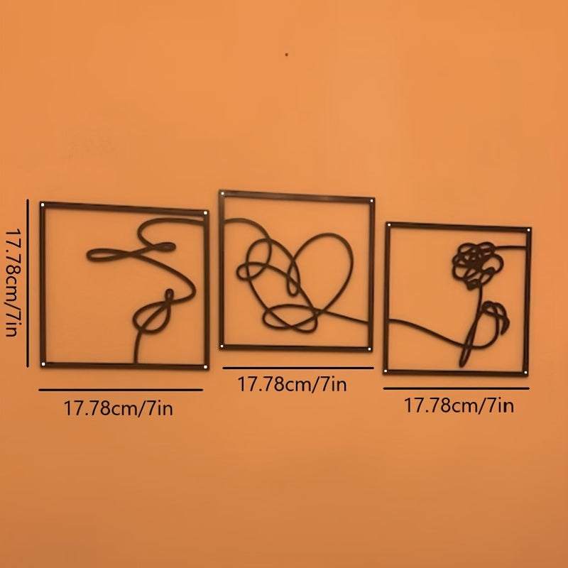 LoveLine - Moderne Metalen Liefdesthema Muursculptuur Set