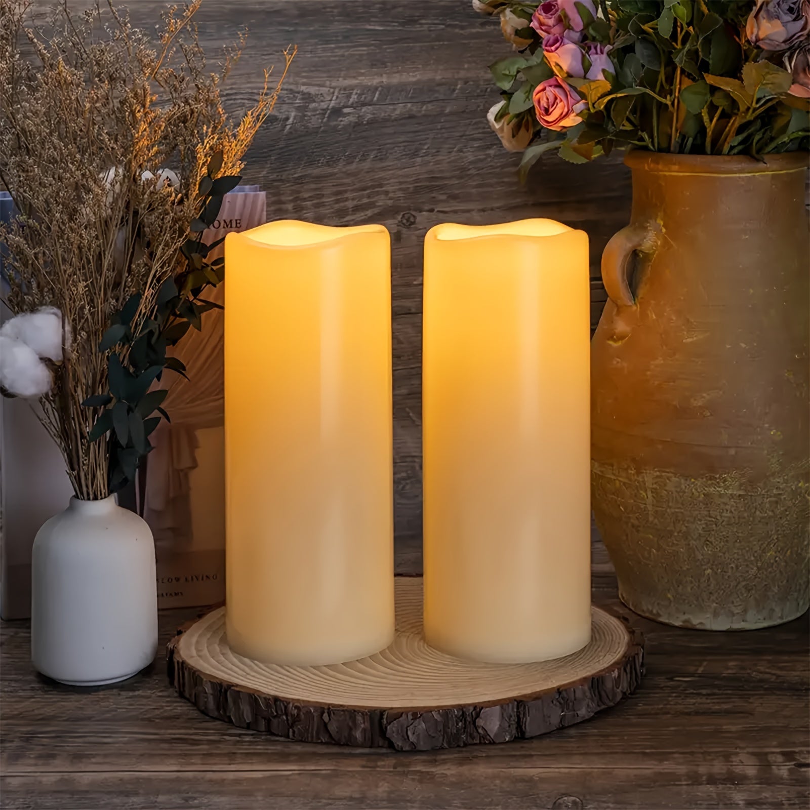12 Velas Impermeáveis de Cor Marfim com LED - Velas Sem Chama com Temporizador e Comando à Distância