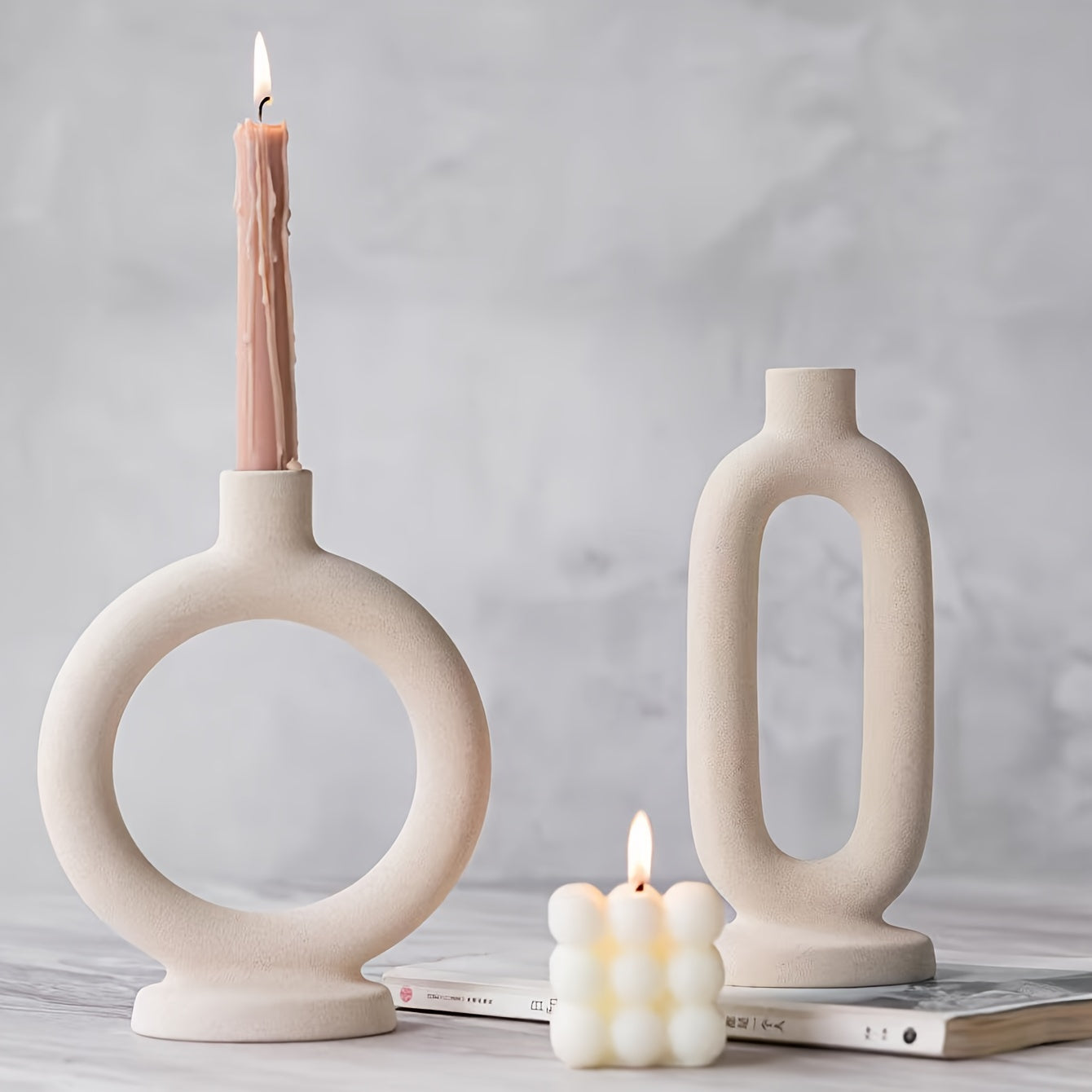 Portacandele in ceramica stile bohemien – Candelabri minimalisti per decorazione d'interni