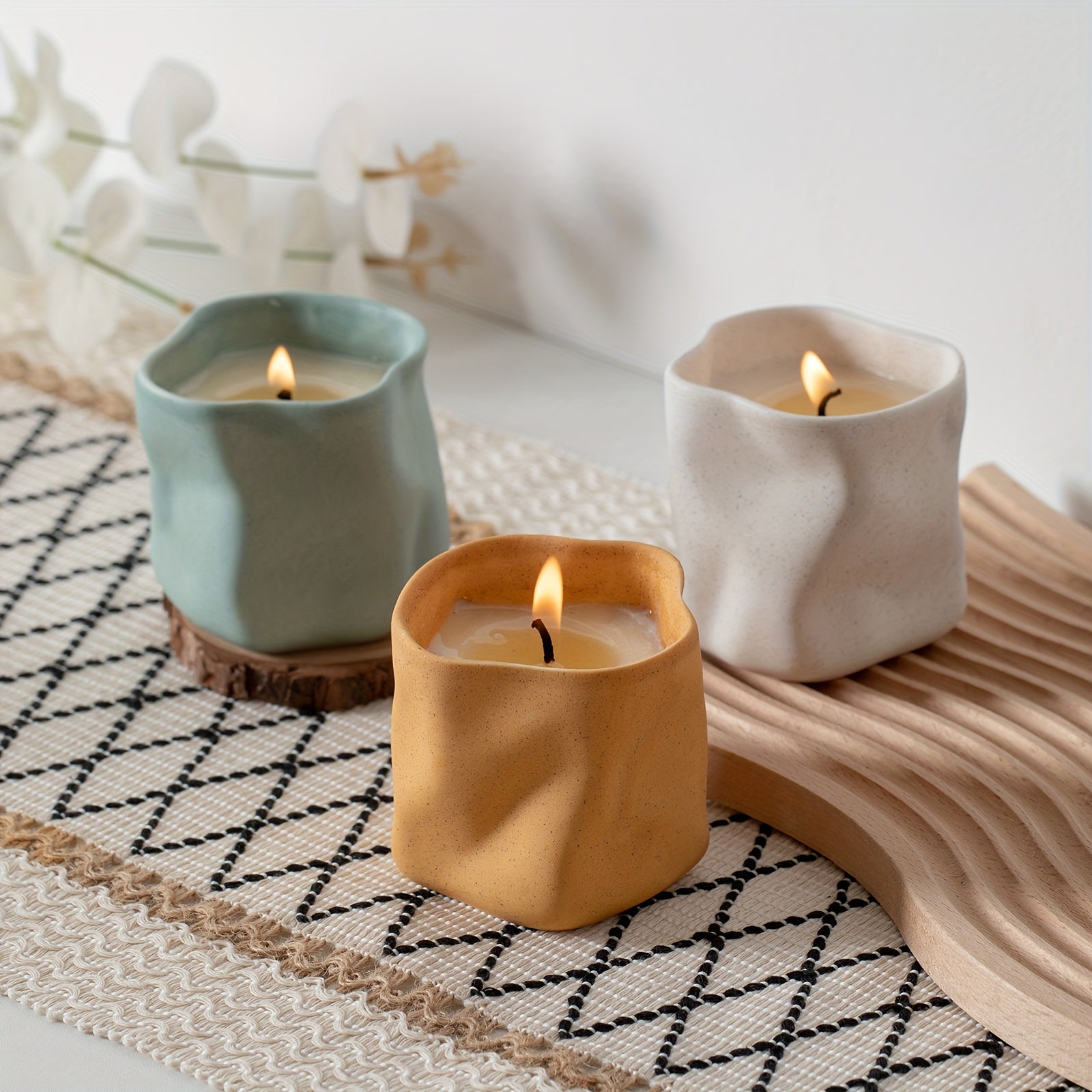 Candelabro Cerámico Estilo Nórdico - Geometría Minimalista Moderna, Perfecto para Navidad y Decoración de Fiestas