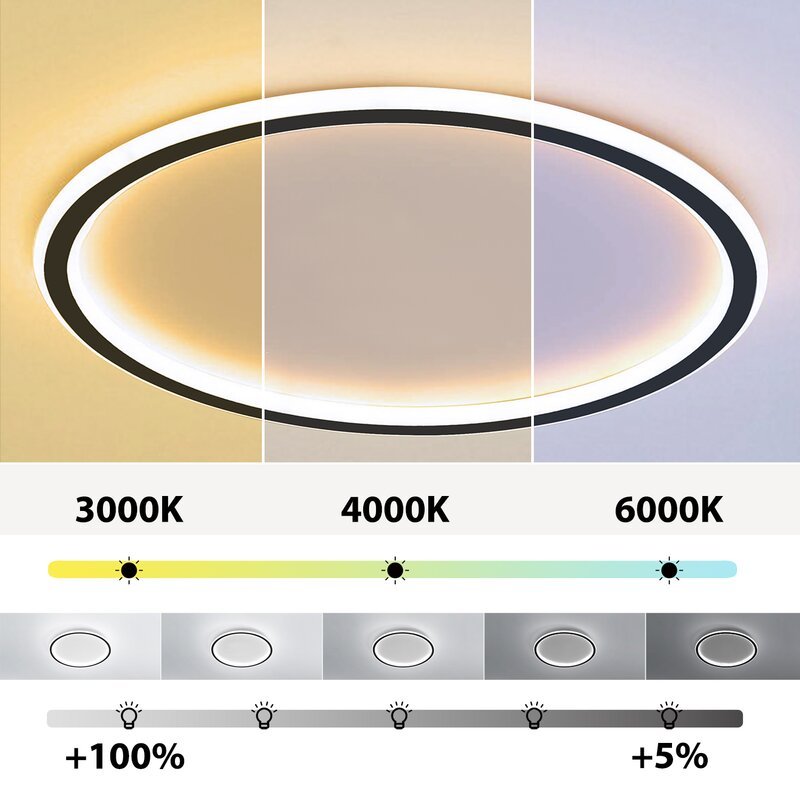 LunaNova - Lampada da soffitto LED rotonda moderna in metallo/acrilico
