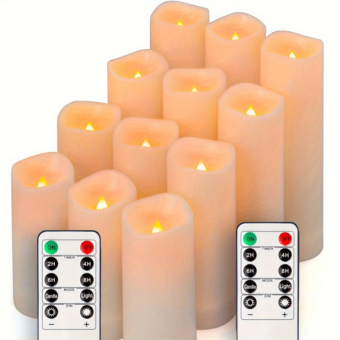 Conjunto de Velas LED Sem Chama com Comando à Distância - Conjunto de 12