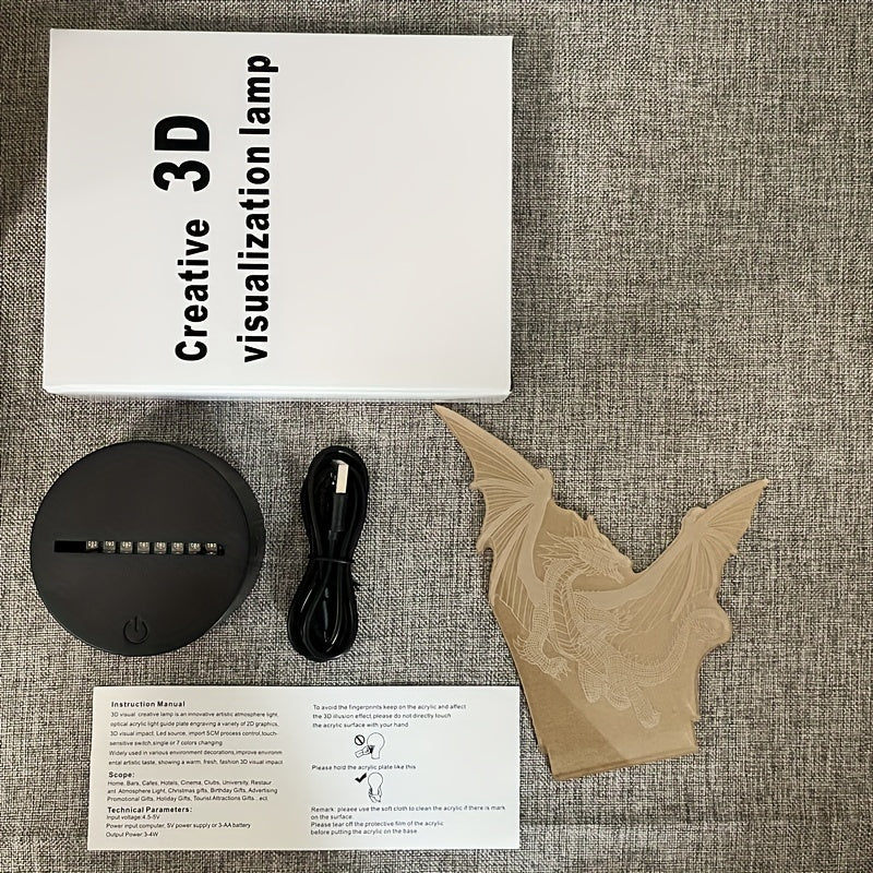 DinoLicht - Lámpara nocturna 3D de dinosaurio con control táctil, luz RGB