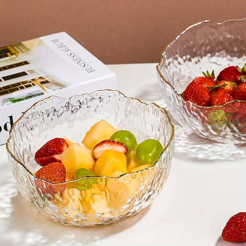GlasEdge - 3-piece Set Golden Rim Transparent Salad Bowls