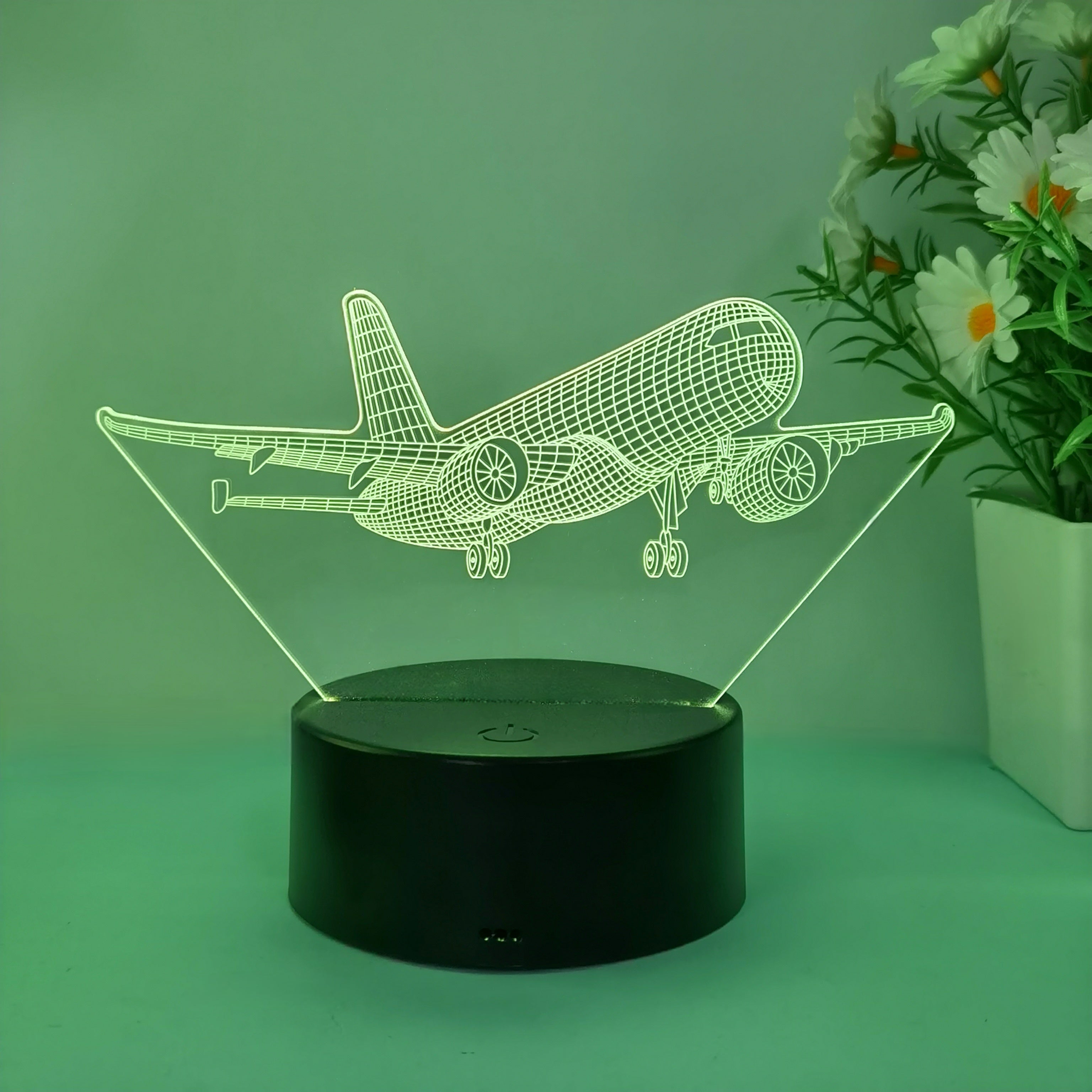 SkyGlow - Lampada Notturna Acrilica 3D Aereo con USB, Lampada da Tavolo LED