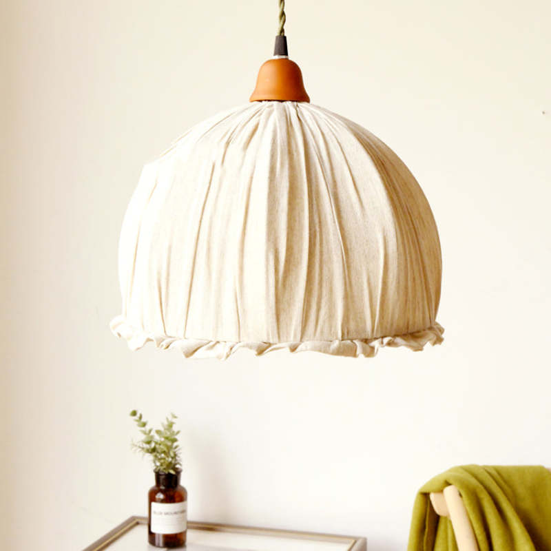 EcoLume - Lampada a sospensione LED scandinava in tessuto beige