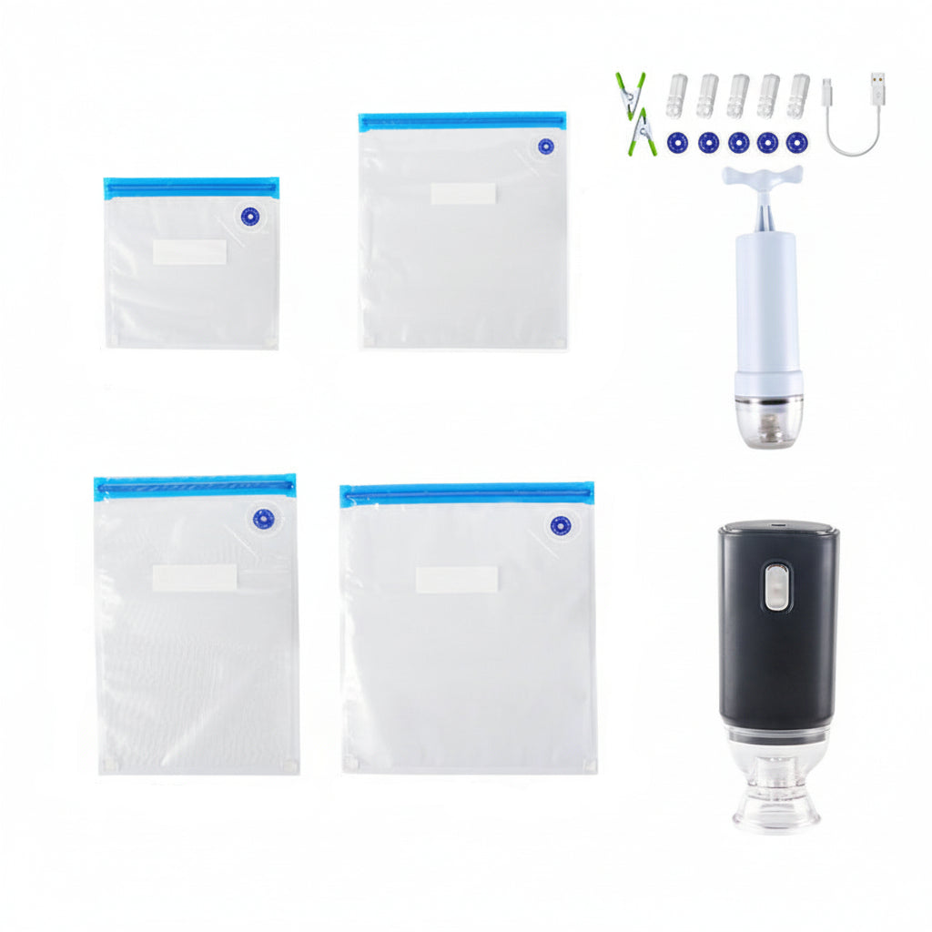Vacuum Bags Food Reusable Set Electric Pump
