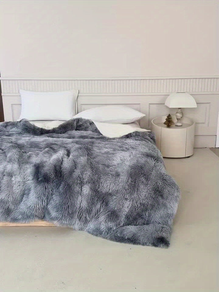 Manta de piel de cordero gruesa y cálida de felpa - Ropa de cama suave y esponjosa para otoño e invierno