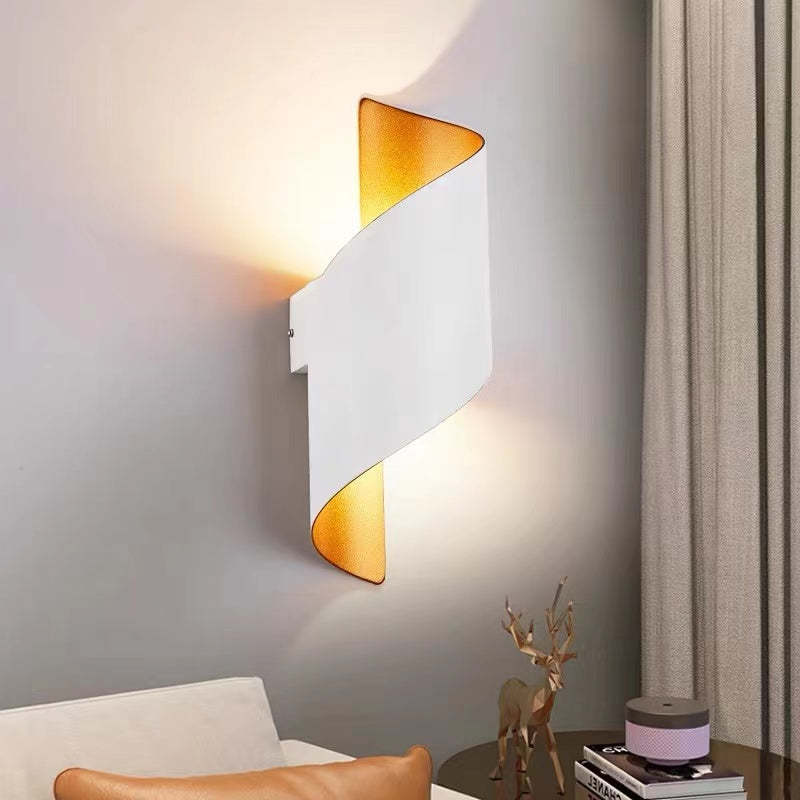 Lámpara de pared LED moderna Orr, espiral, interior, blanco/negro, metal