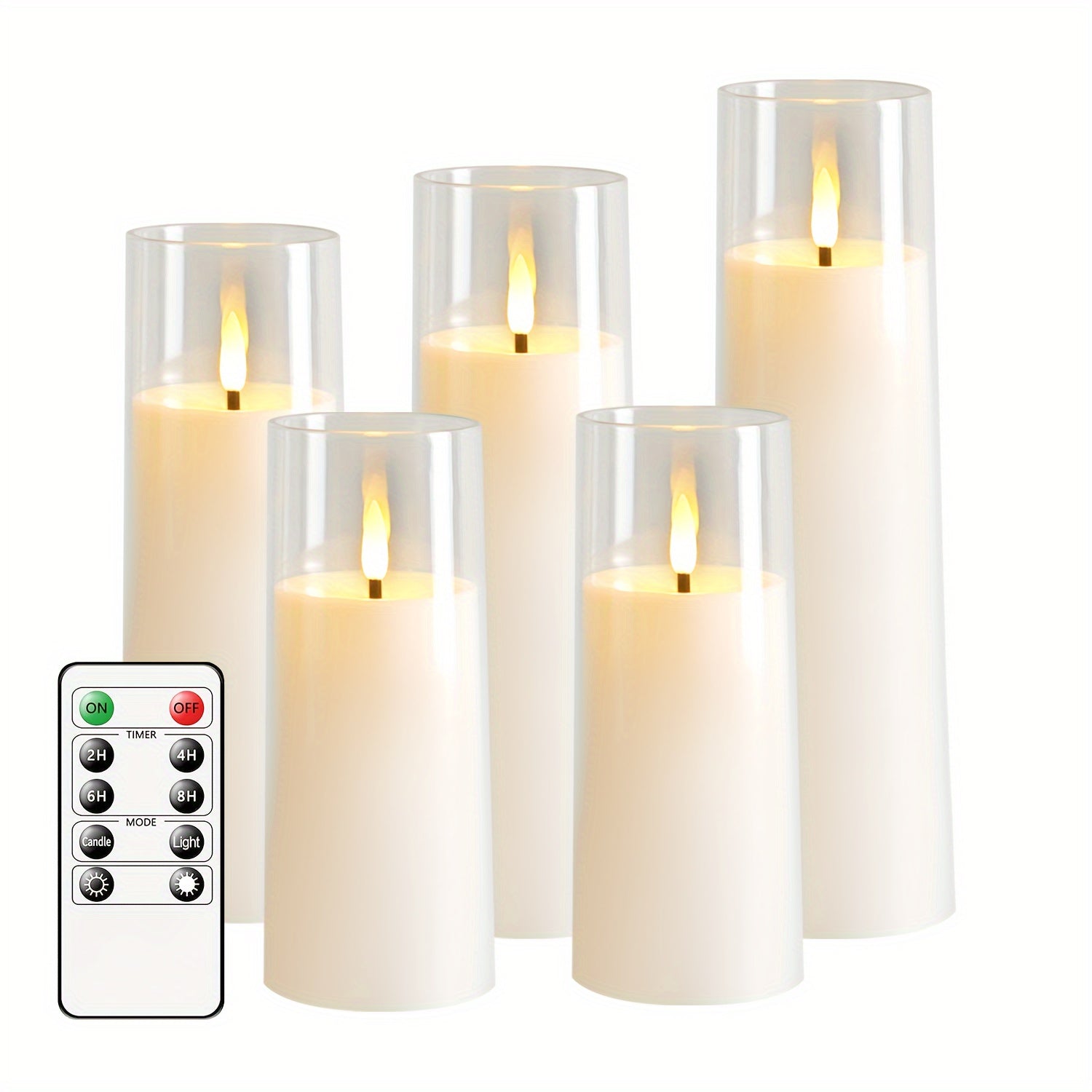 5 pezzi di candele LED senza fiamma con telecomando - Per decorazioni di Natale, Halloween, matrimoni
