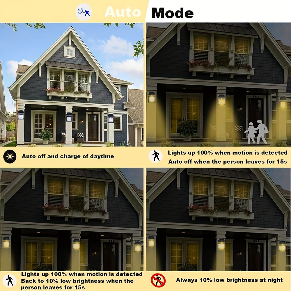 SolarGlow - Lâmpada de Parede de Tungsténio Solar com Sensor de Movimento e 3 Modos de Iluminação