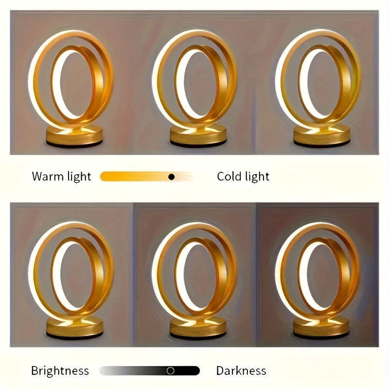 LumiSunset - Modern Metal Table Lamp, USB-Powered, Dimmable Desk Lamp