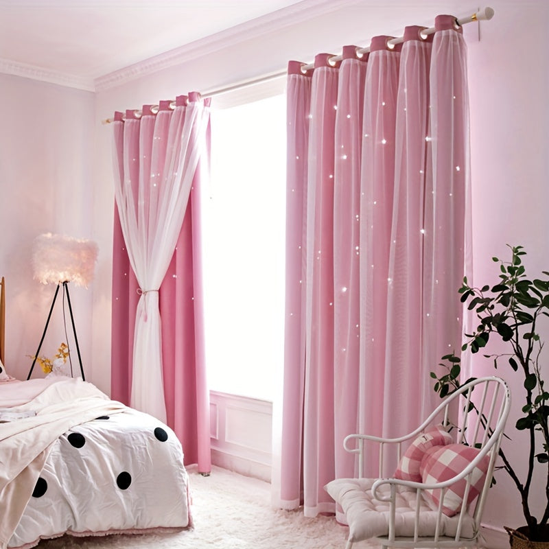 2-piece Set Romantic Double Layer Curtains - Semi-Blackout, Privacy Protecting