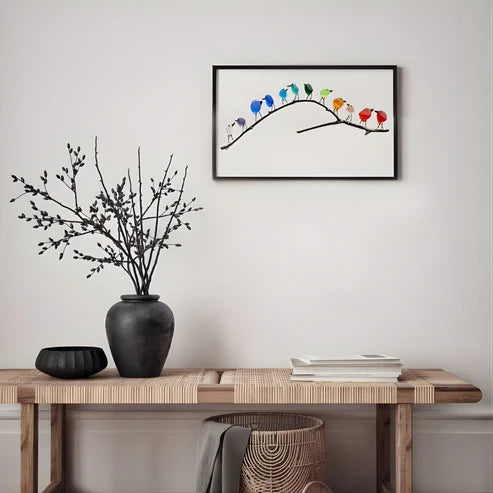 Decoração de Parede Vidro do Mar Pássaros Feito à Mão Estilo Costeiro Interior