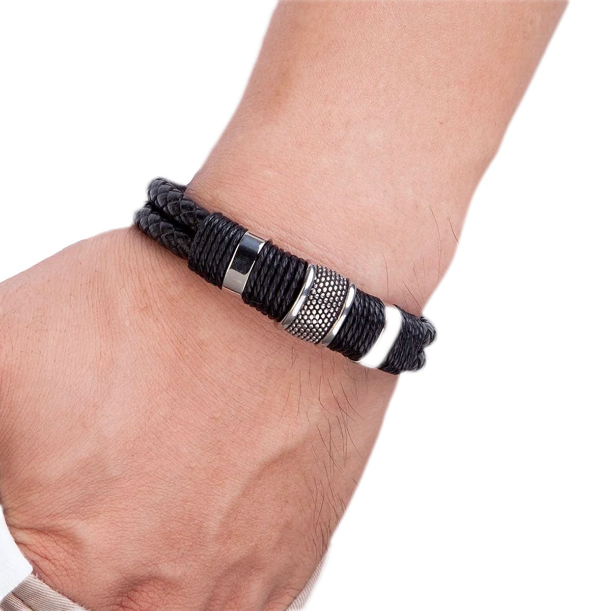 Bracciale Uomo Intrecciato Chiusura Magnetica - Image 1