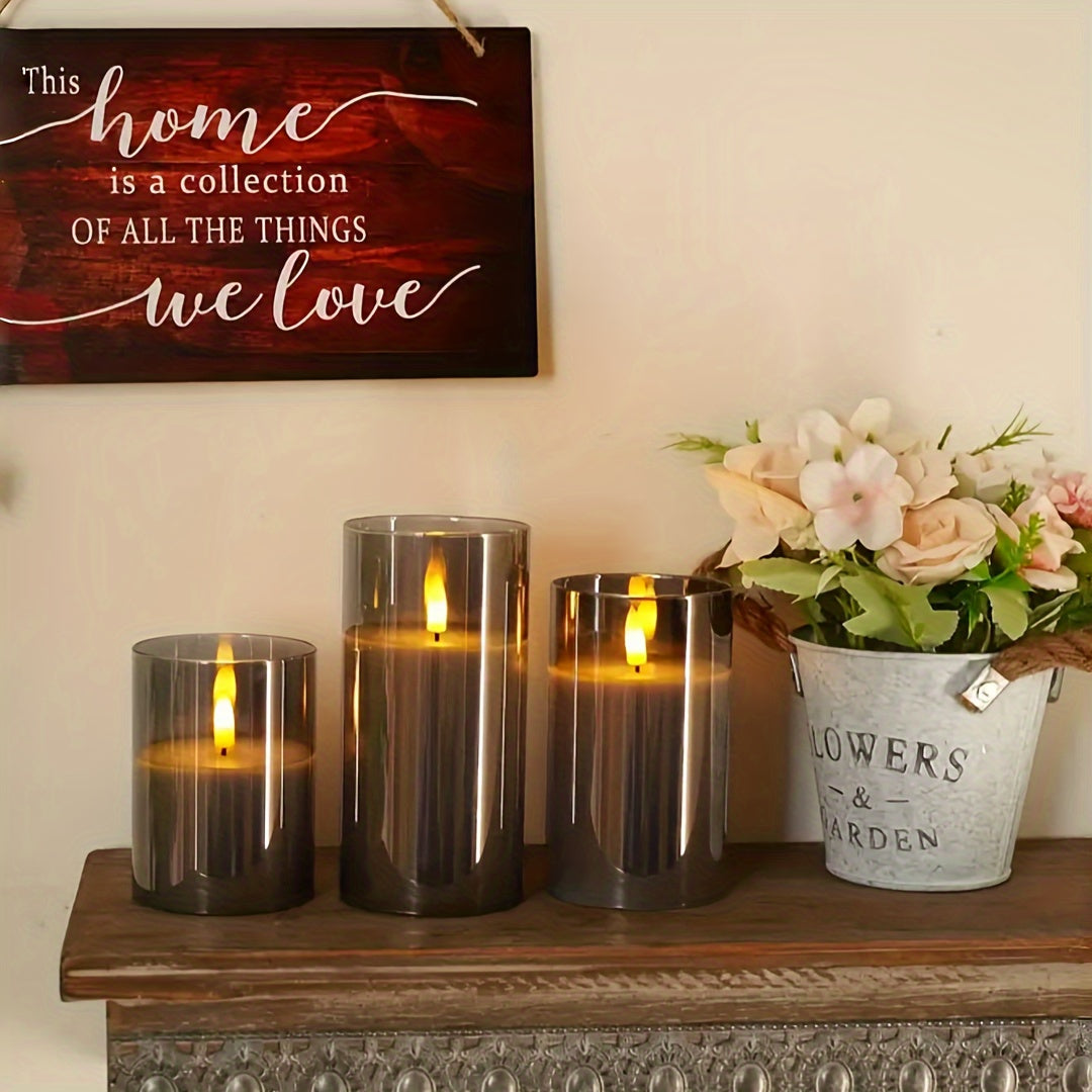 Set di Candele LED a 3 pezzi con Telecomando - Perfetta per Natale, Matrimoni e Compleanni