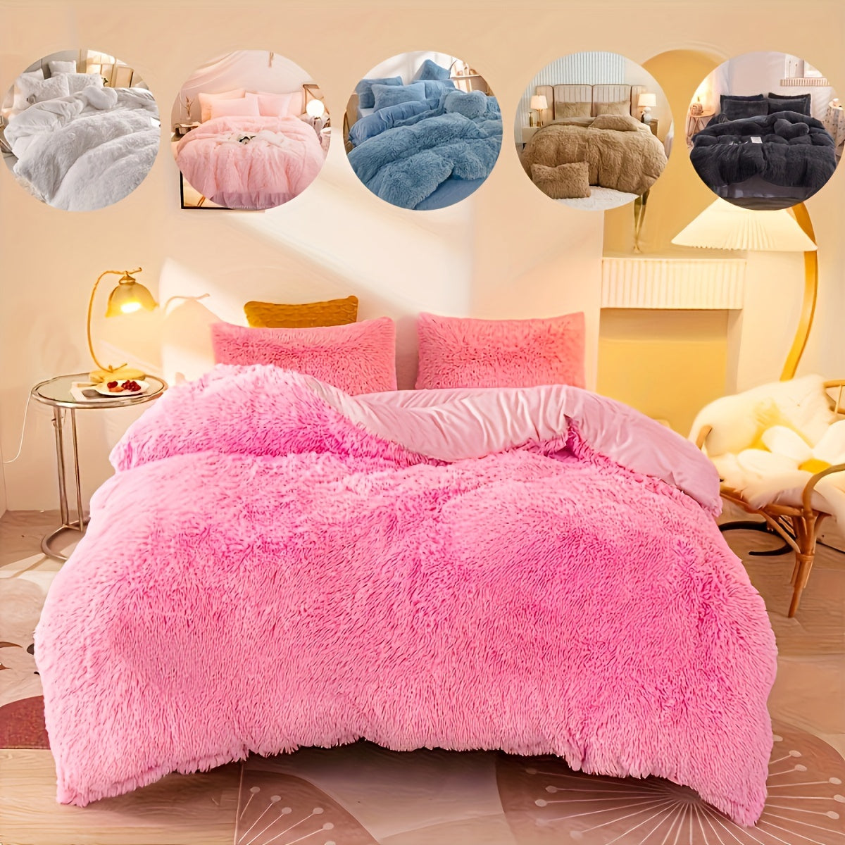 Set di copripiumino in velluto a 3 pezzi (1 copripiumino + 2 federe, senza inserto) – Colore uniforme, set di biancheria da letto morbido e confortevole per camera da letto, camera degli ospiti, autunno e inverno