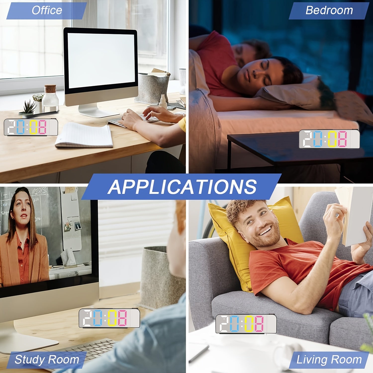 ProjectTime - Sveglia Digitale con Proiezione, LED e Schermo Specchio