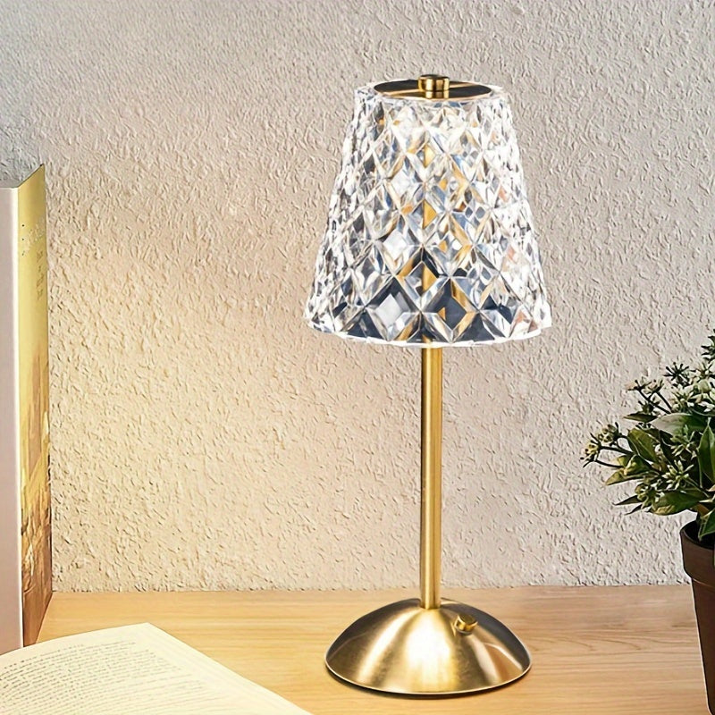 CrystalLux - Three-Color LED Table Lamp with Luxury Crystal Design and Touch Switch
