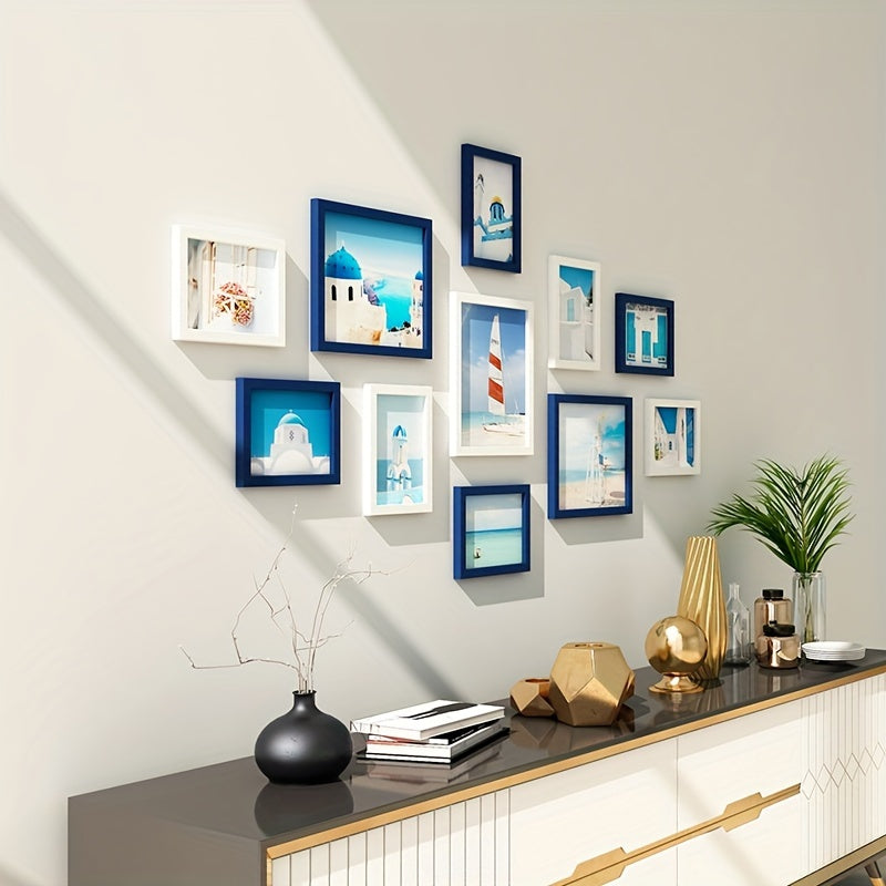 11-piece Gallery Photo Frame Set - Classic Style, Including Landscape Photos, Drill-Free Installation, Various Sizes for Living Room Decoration