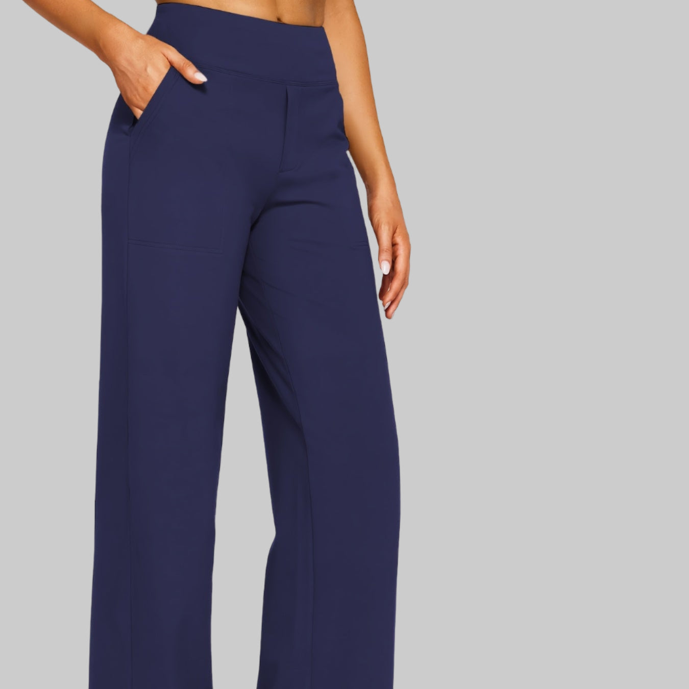 Women's Pants Wide Leg Elegant Stretch Nylon Long Trousers