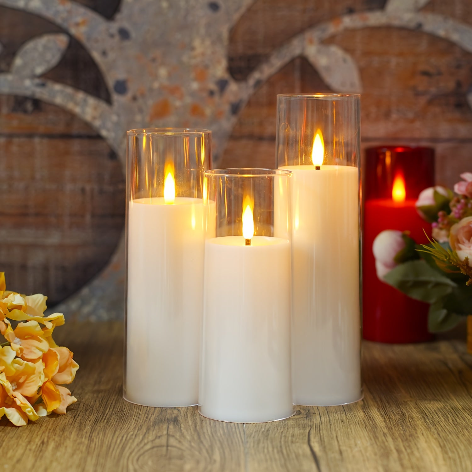 5 unidades de Velas LED sem Piscar com Comando à Distância - Para Natal, Halloween, Decoração de Casamento