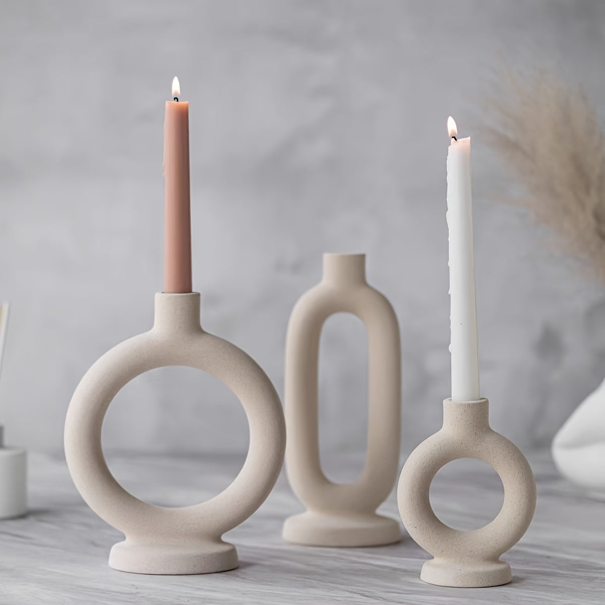 Suporte de Velas Cerâmico Estilo Boémio – Castiçais Minimalistas para Decoração de Interiores