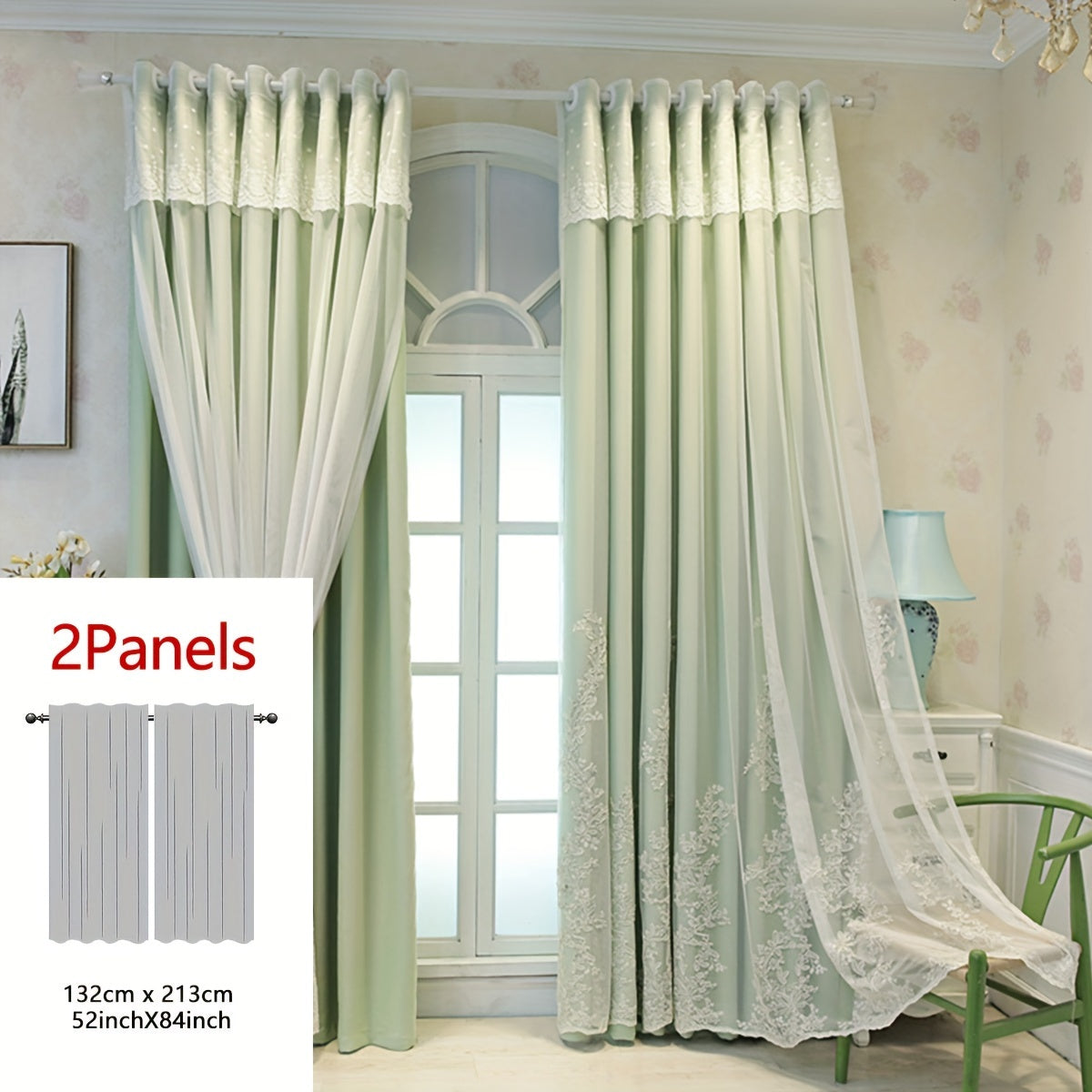 2 Piezas Cortinas Bordadas de Hada Elfo - Paneles de Cortina Translúcidos con Tela Integrada y Anillas