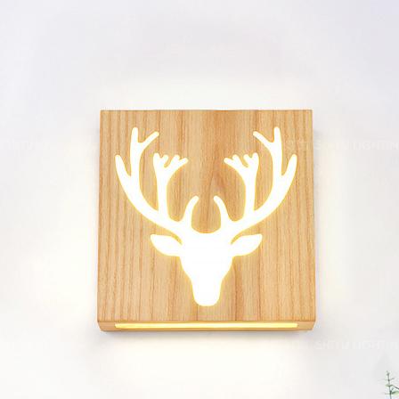 NatureShine - Lámpara de pared LED moderna de madera maciza con motivo lúdico