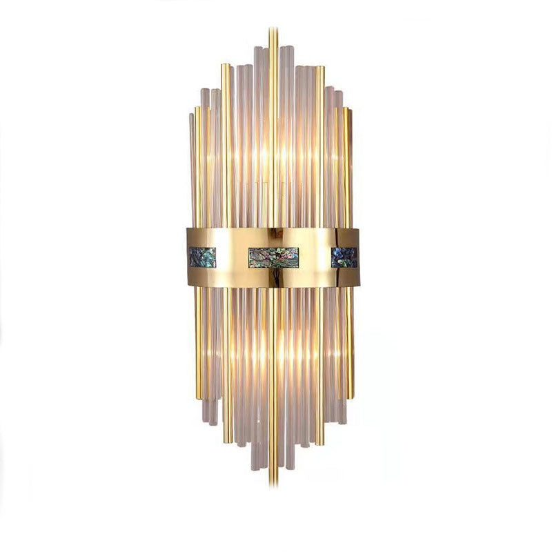 Candeeiro de Parede LED Crystal Kristal Dourado, Sala de Estar/Quarto, Metal/Acrílico