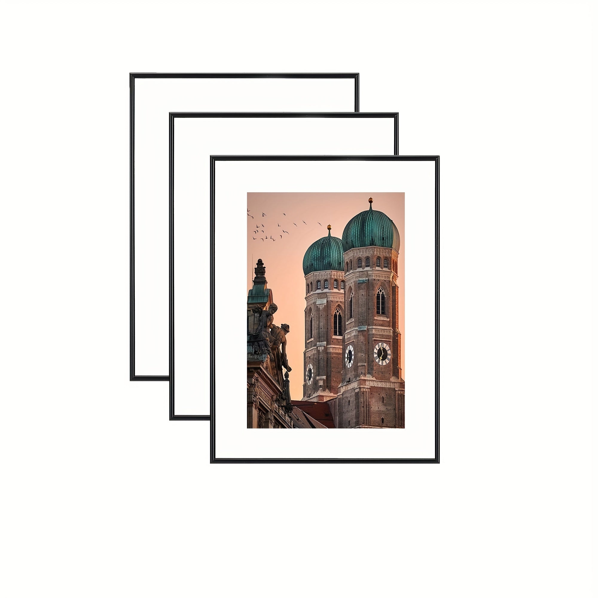 Set di Cornici per Foto a 3 Pezzi - Per Esposizione a Muro e su Tavolo, Ideale per Decorazioni per la Casa e Regali, Nera, Rettangolare