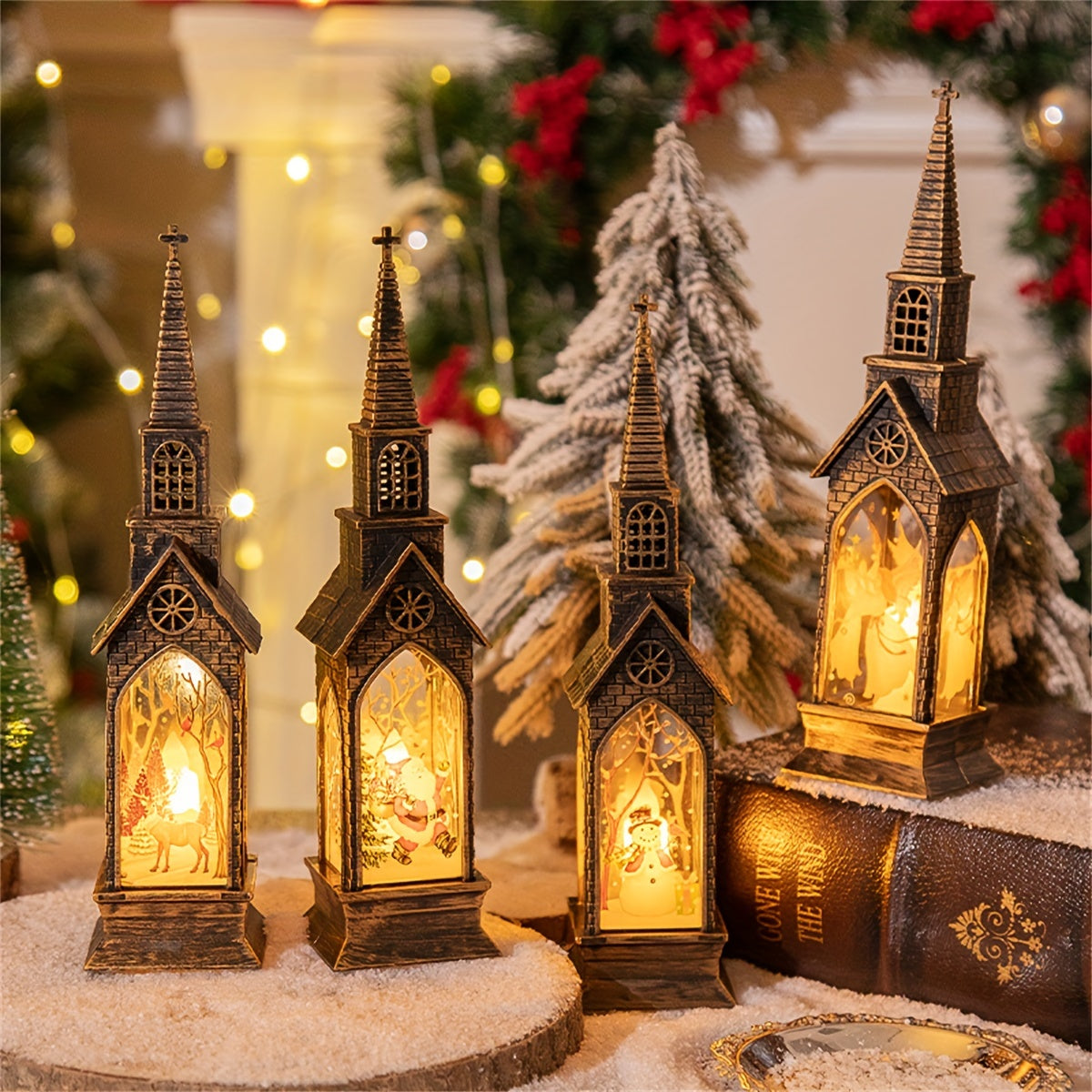 CandleLicht - 4 Peças de Decorações de Velas LED de Natal a Pilhas
