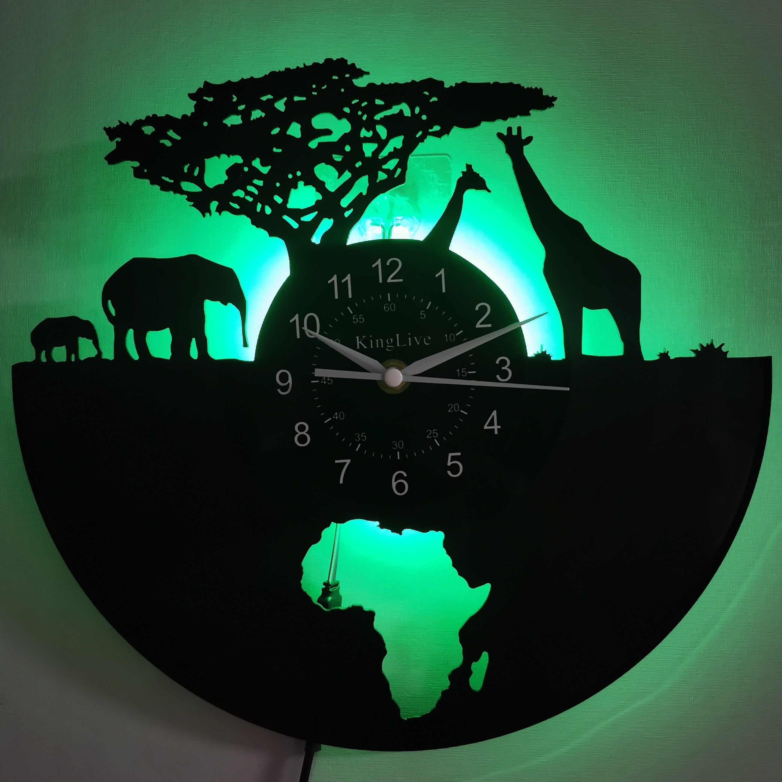 Vinyl Record Wall Clock - Giraffe Theme, Silent Clock, For Living Room, Bedroom, Kitchen or Office