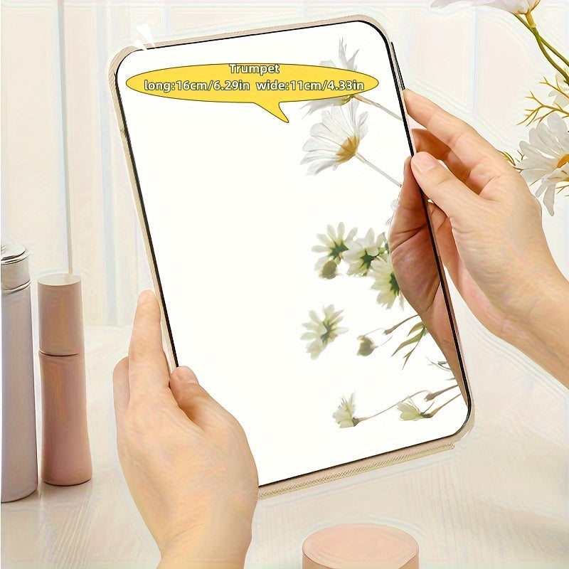 Espejo de Maquillaje Portátil Plegable – HD, Modelo de Mesa, Ideal para Mujeres y Niñas, Sin Batería
