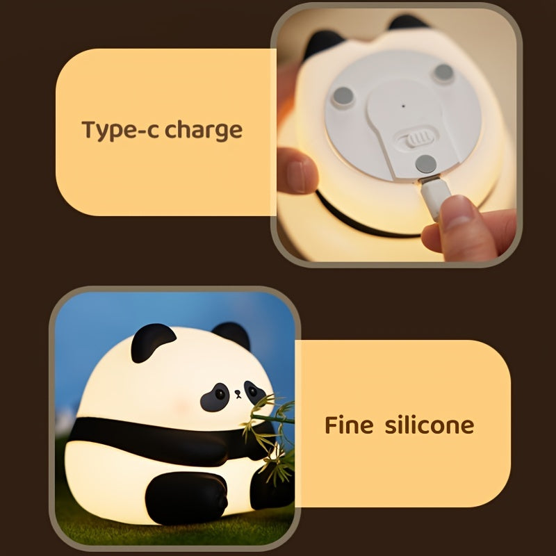 PandaGlow - Cute Large Panda LED Night Light with Touch Control and Rechargeable Battery