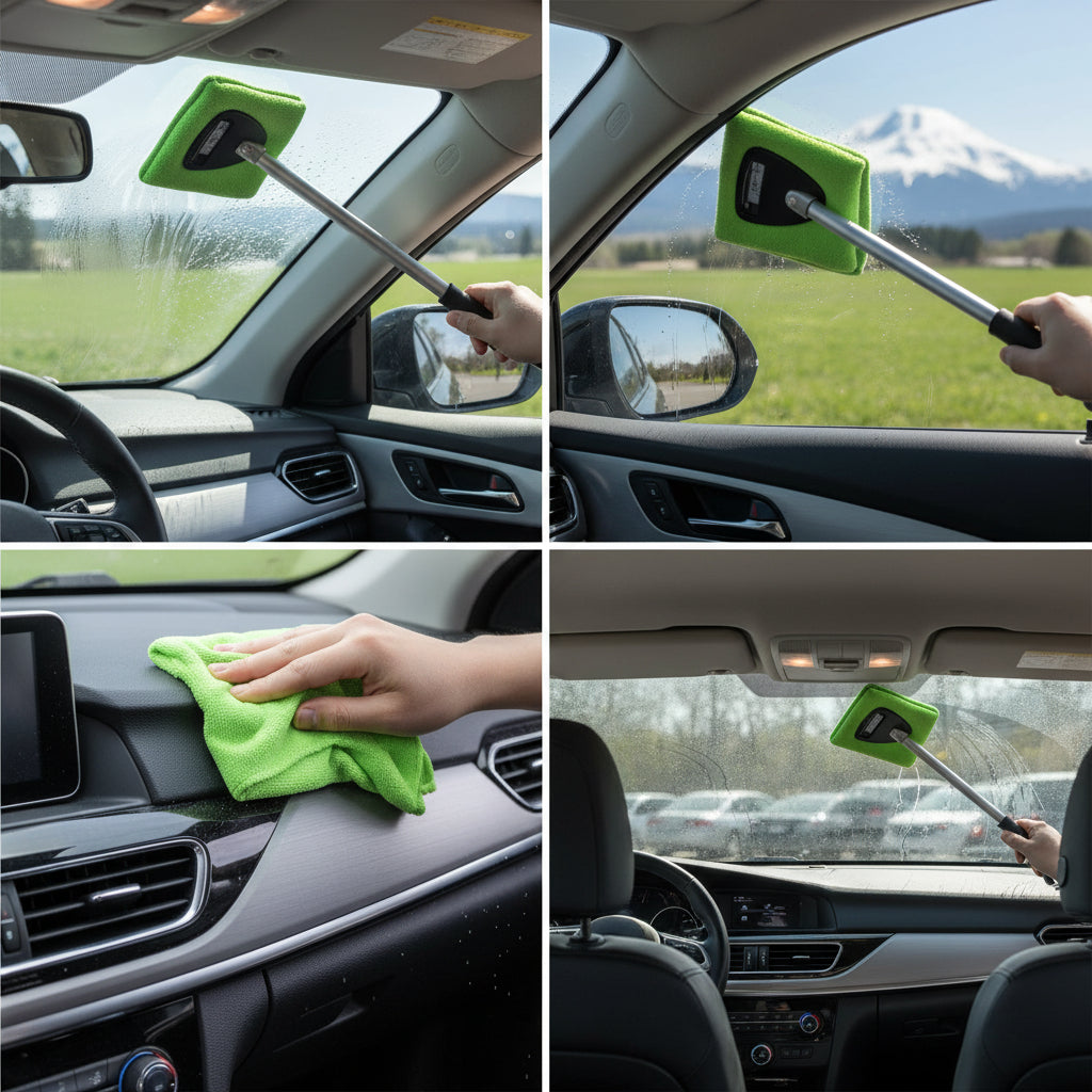 Car Window Cleaner Microfiber Telescopic Handle